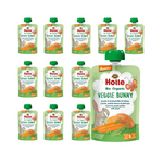 KIT 12 x Rabbit vegetable mousse in tube (carrot - sweet potato - peas) without added sugars from 6 months Demeter bio 100 g - HOLLE