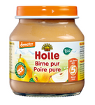 Holle Demeter Organic Pear Puree, No Added Sugar, Gluten-Free, 5+ Months, 125 g Jar